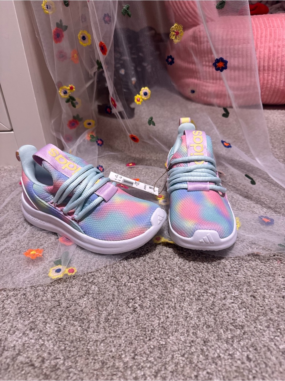 Adidas Lite Racer Adapt 7 Pastel Rainbow Slip-On Sneakers Kids Size 12K NWT